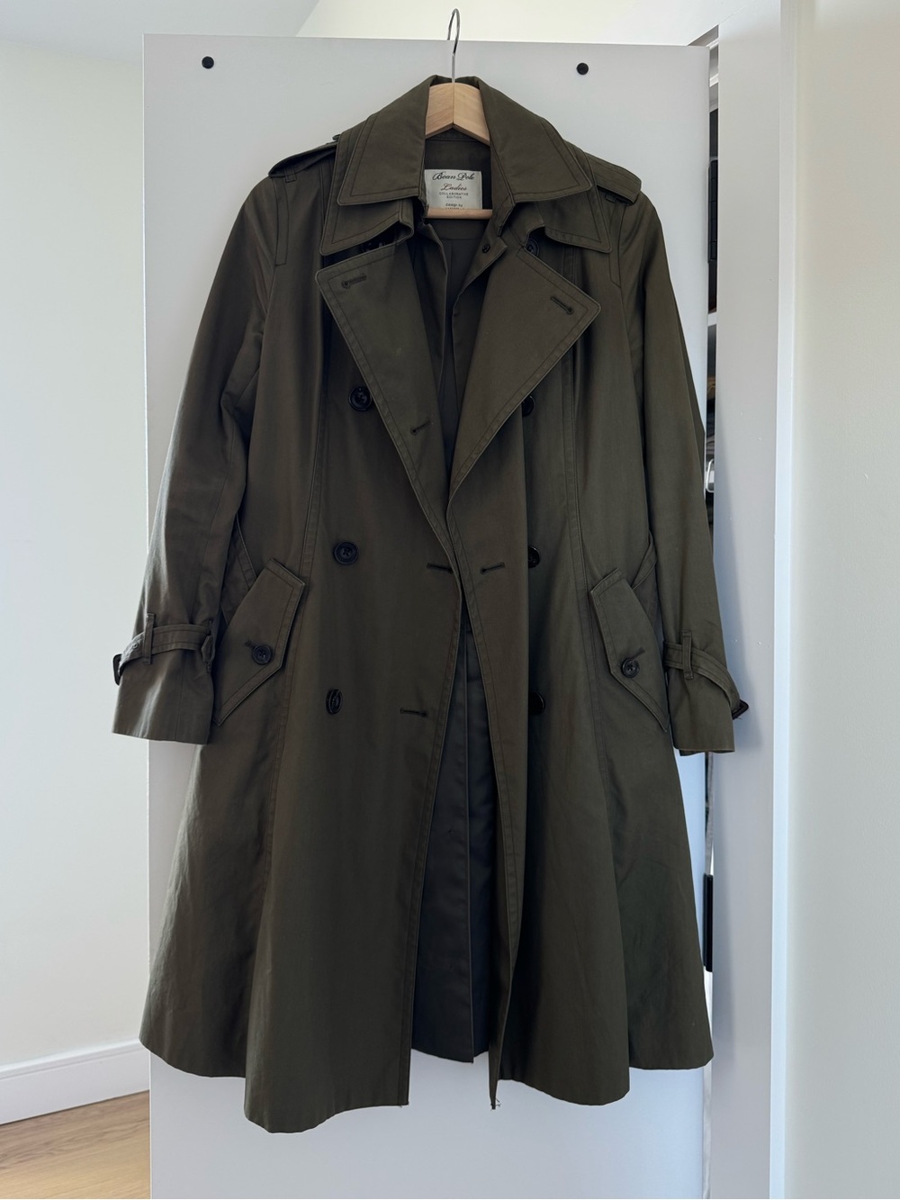 Beanpole Olive Green Double-Breasted Trench Coat